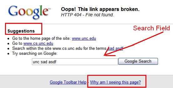 Google Toolbars 404 Page, A Boon Or A Bane?