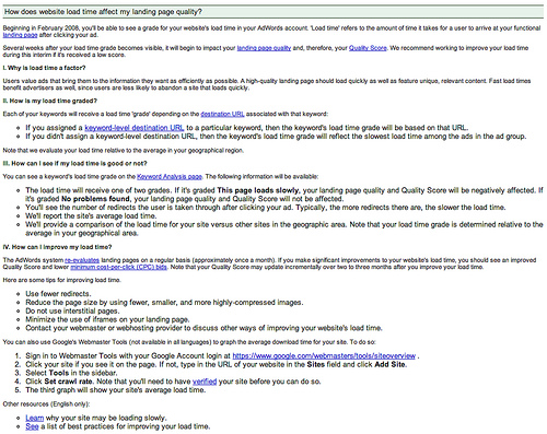 Landing Page Load Time To Affect Google AdWords Quality Score!