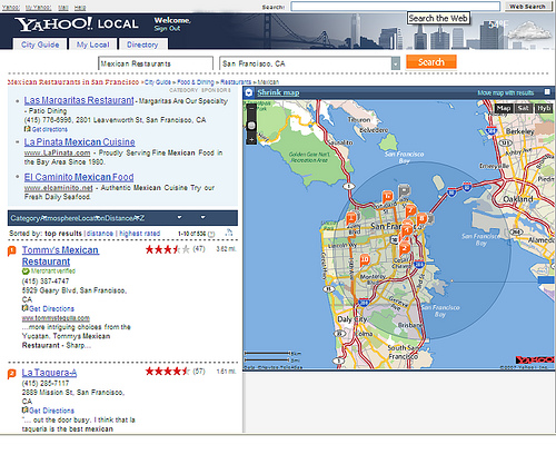 Yahoo! Adds Radius Circle in its Maps to Help User Narrow his Search