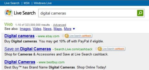 Microsoft Live Search Cash Back Now Expands into Ebay