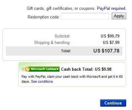 Microsoft Live Search Cash Back Now Expands into Ebay