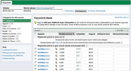 Search Based Keyword Tool from Google