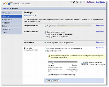 More control of Googlebot