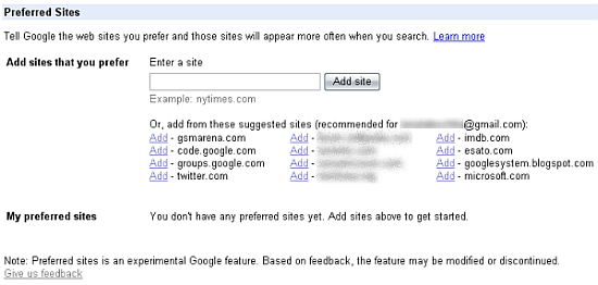 Preferred Sites