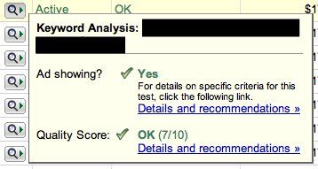 AdWords Testings Keyword Diagnose Tools
