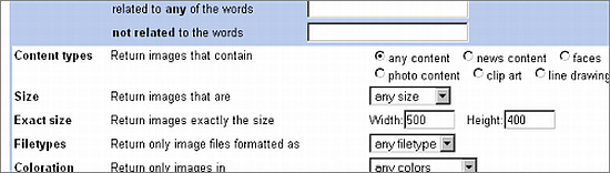 Googles Advanced Image Search