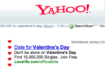Valentine Search Ad Bar By Yahoo