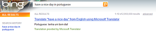 Bing image bing The Translation Instant Answer on Bing