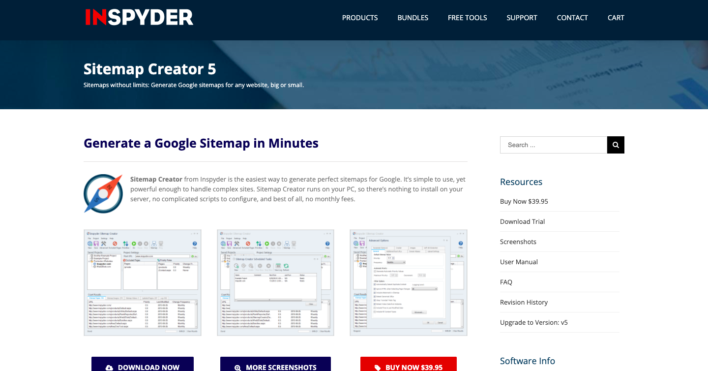 inspyder sitemap creator