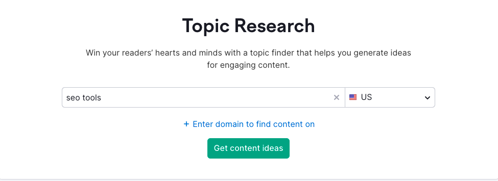 Semrush Topic Research tool