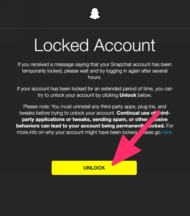Snapchat 锁定帐户