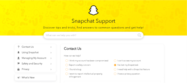 Snapchat Support