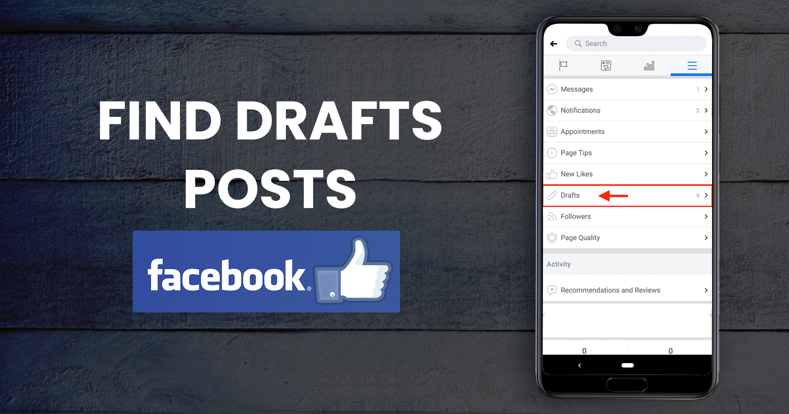 how to find drafts on facebook