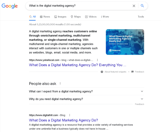 Snippet in SERP Features