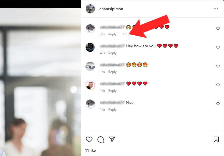 Delete Instagram Comments on PC