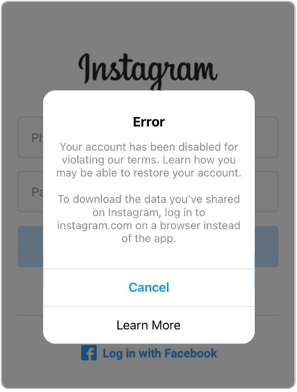 Instagram Account Error