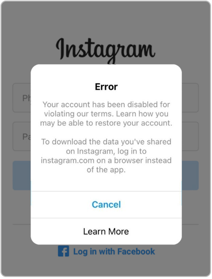 Instagram Account Error Instagram Account Error