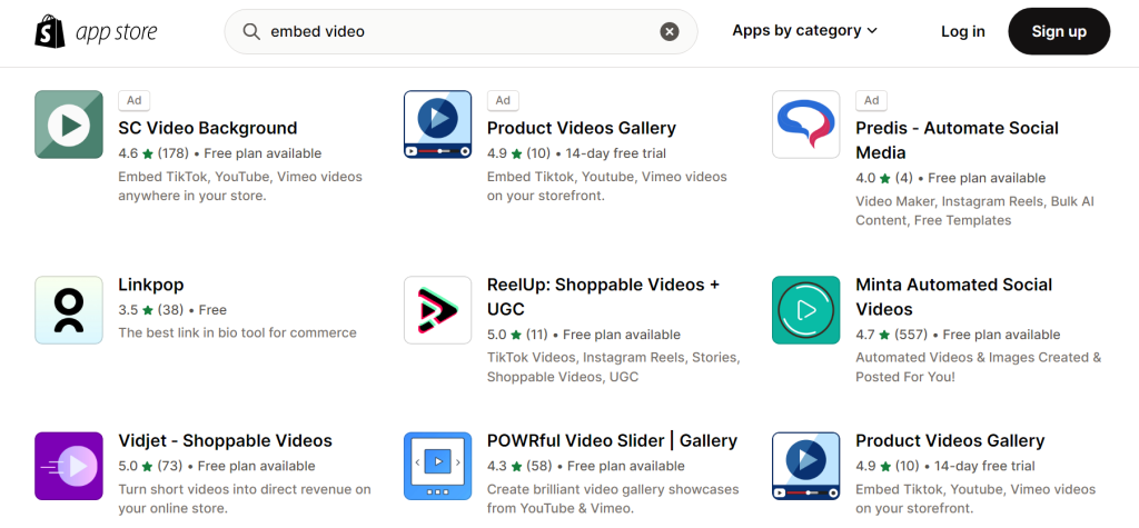 Shopify Embed Videos