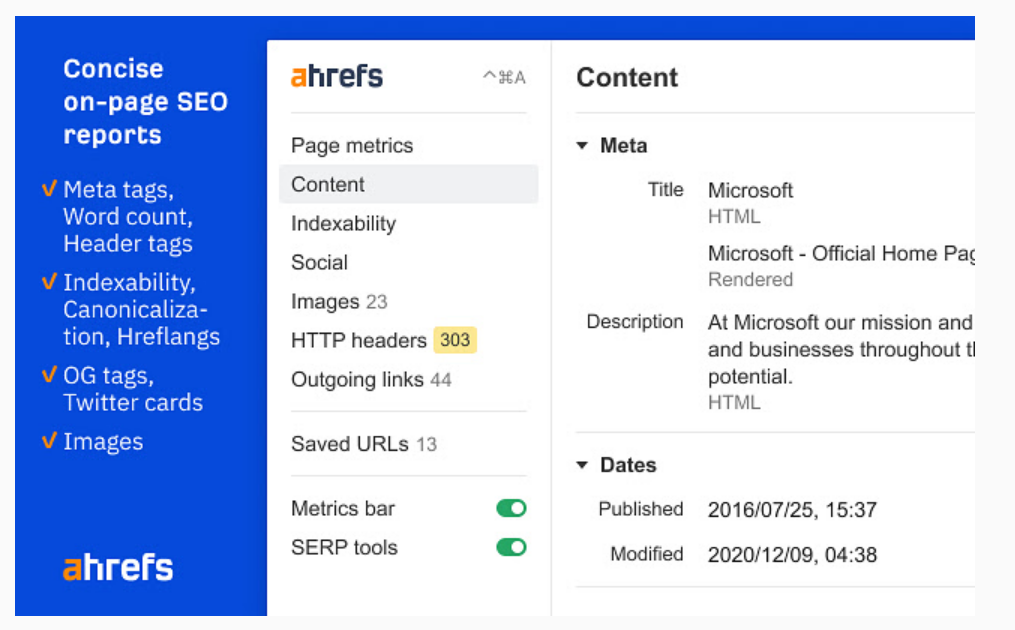 Ahrefs SEO Toolbar