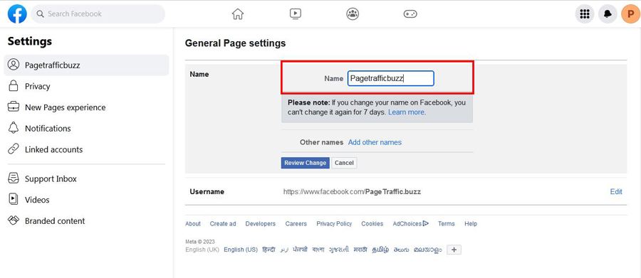 Change Facebook Page Name Stepwise Guide