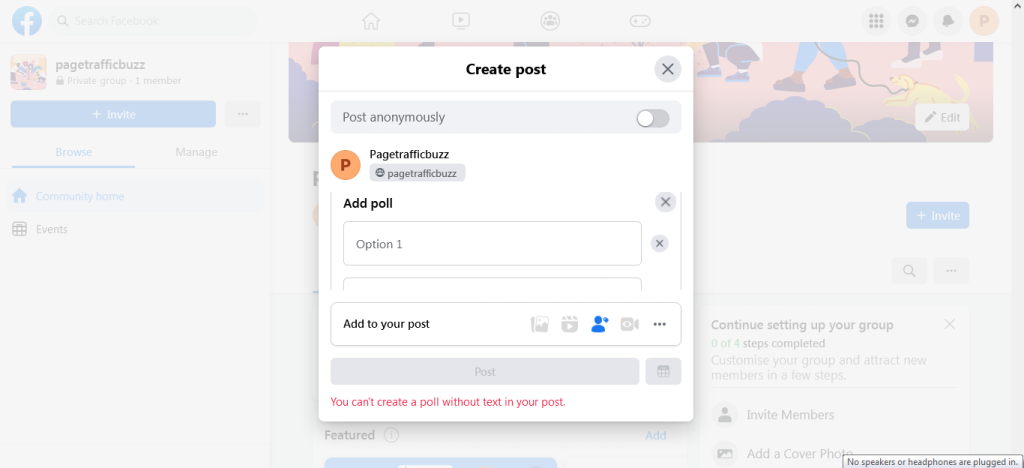 Facebook Create Post