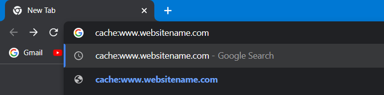 Chrome's web browser Google Cache