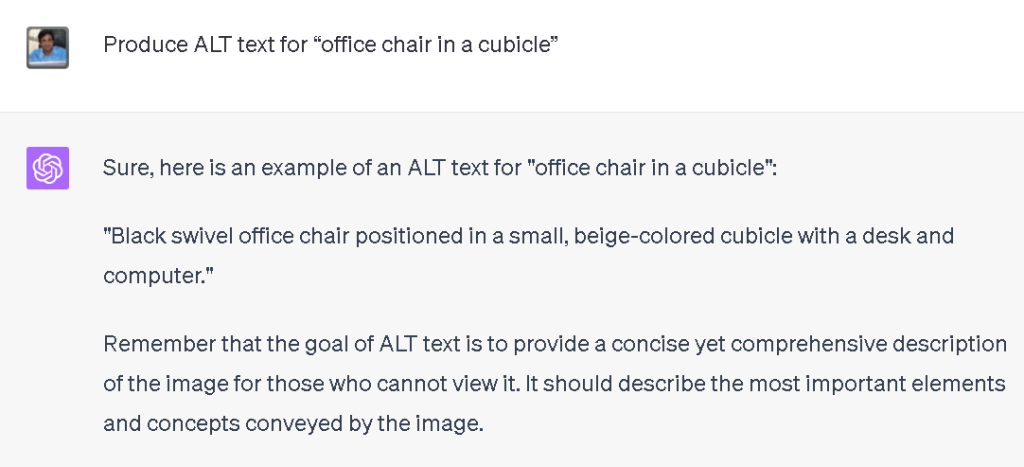 ChatGPT Create ALT Text