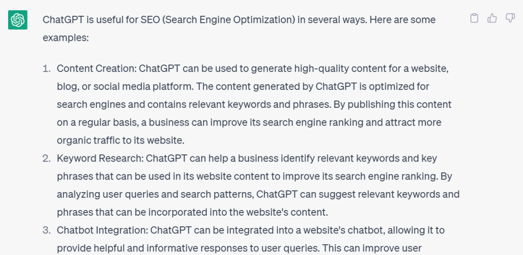 ChatGPT useful for SEO