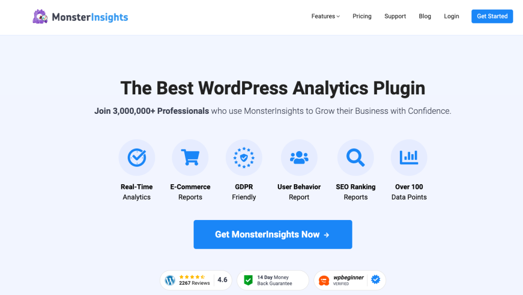 MonsterInsights Google Analytics plugin