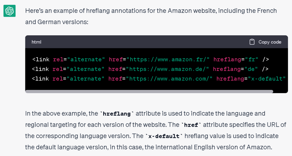 Chat GPT Hreflang Tags