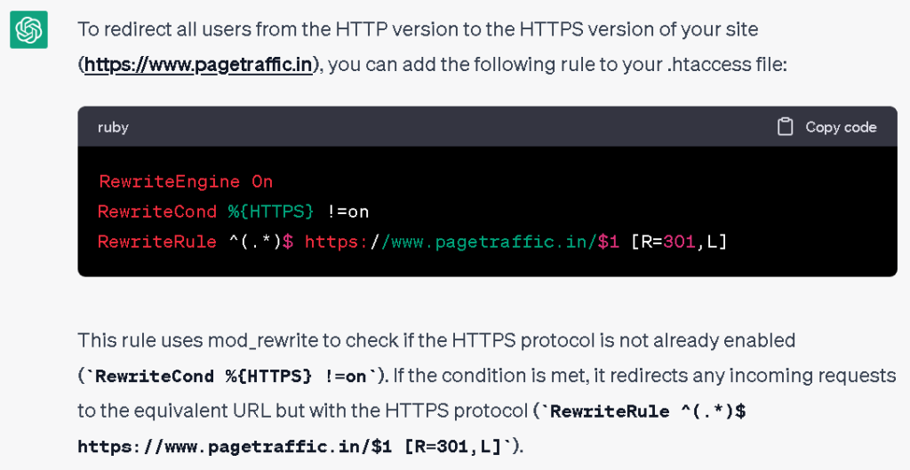 ChatGPT custom htaccess rules