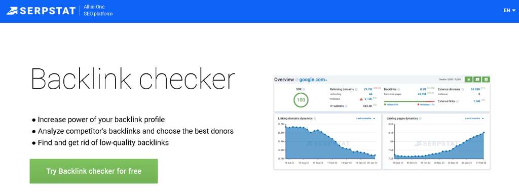 Serpstat Backlink Checker