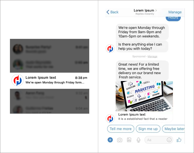 Facebook Sponsored Message Ad