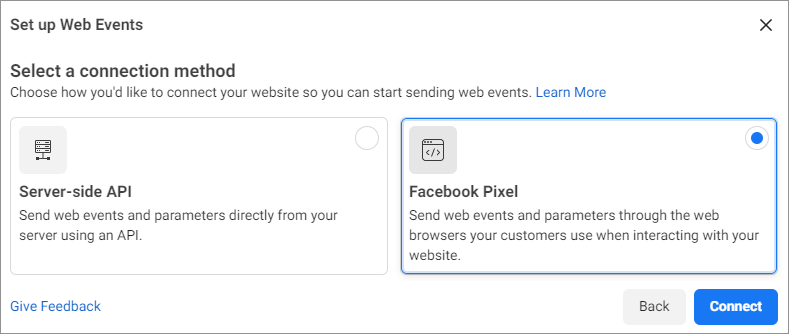 Choose Facebook Pixel