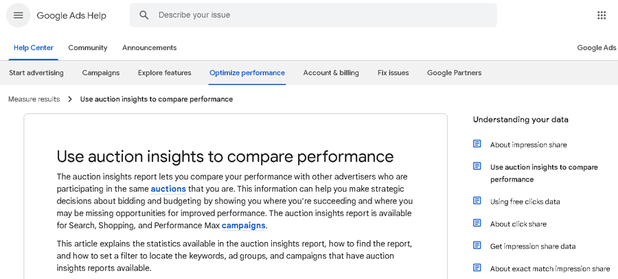 Google Ads Auction Insights