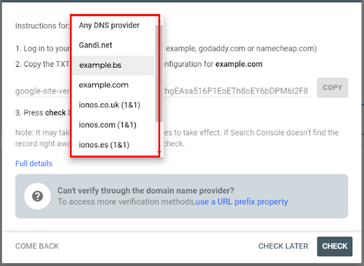 Domain Property Verification