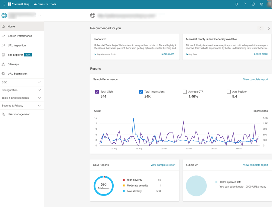 bing webmaster tools