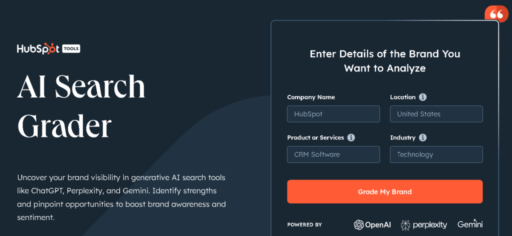 HubSpot's AI Search Grader