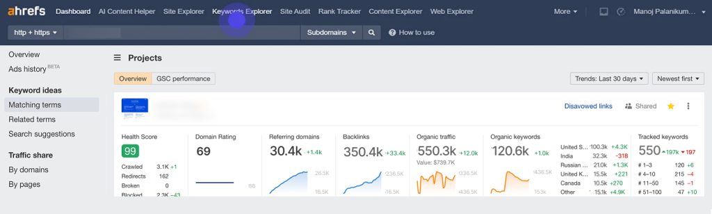 Go to the Keywords Explorer